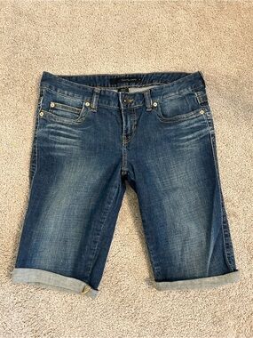 Calvin Klein rolled hem dark blue denim bermuda shorts